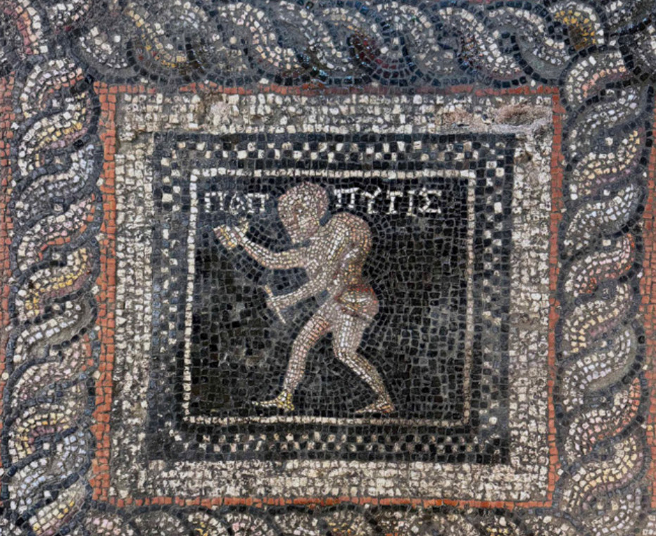 Roman-era mosaic of a pygmy Roman-era mosaic of a pygmy